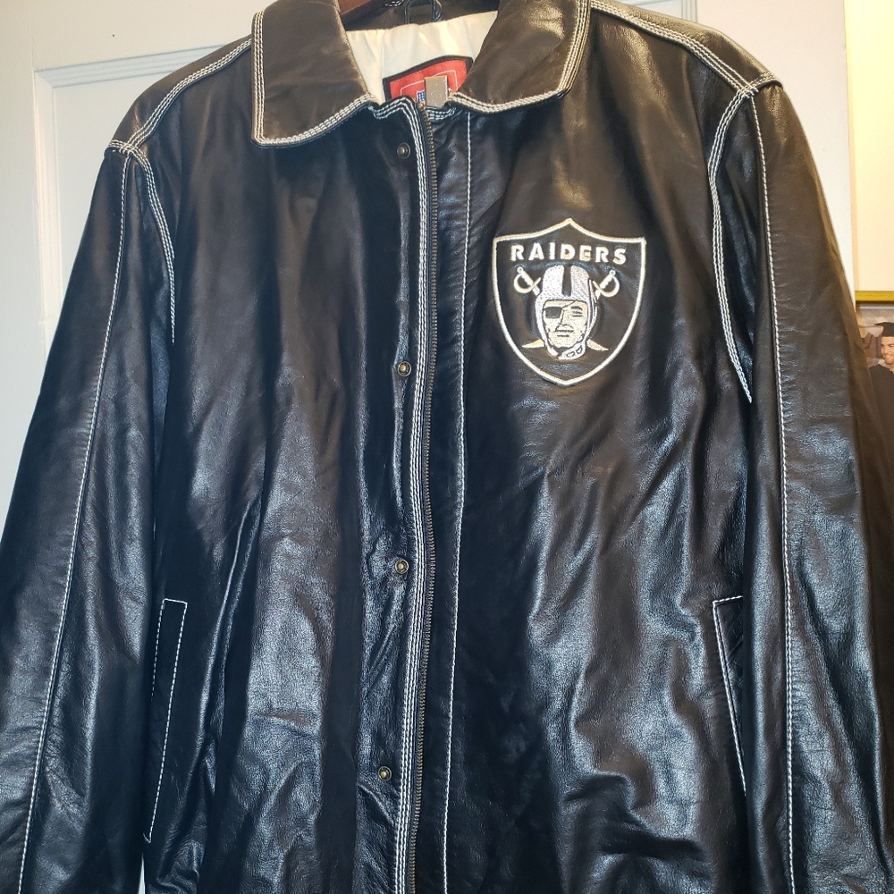 Men's Leather NFL Raiders jacket.